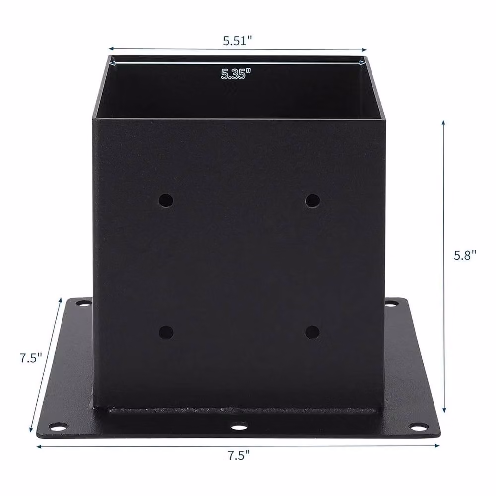 VOGREX Set of 4 Black Steel Metal Post Base Brackets for Wood Fence Post Anchoring – 2