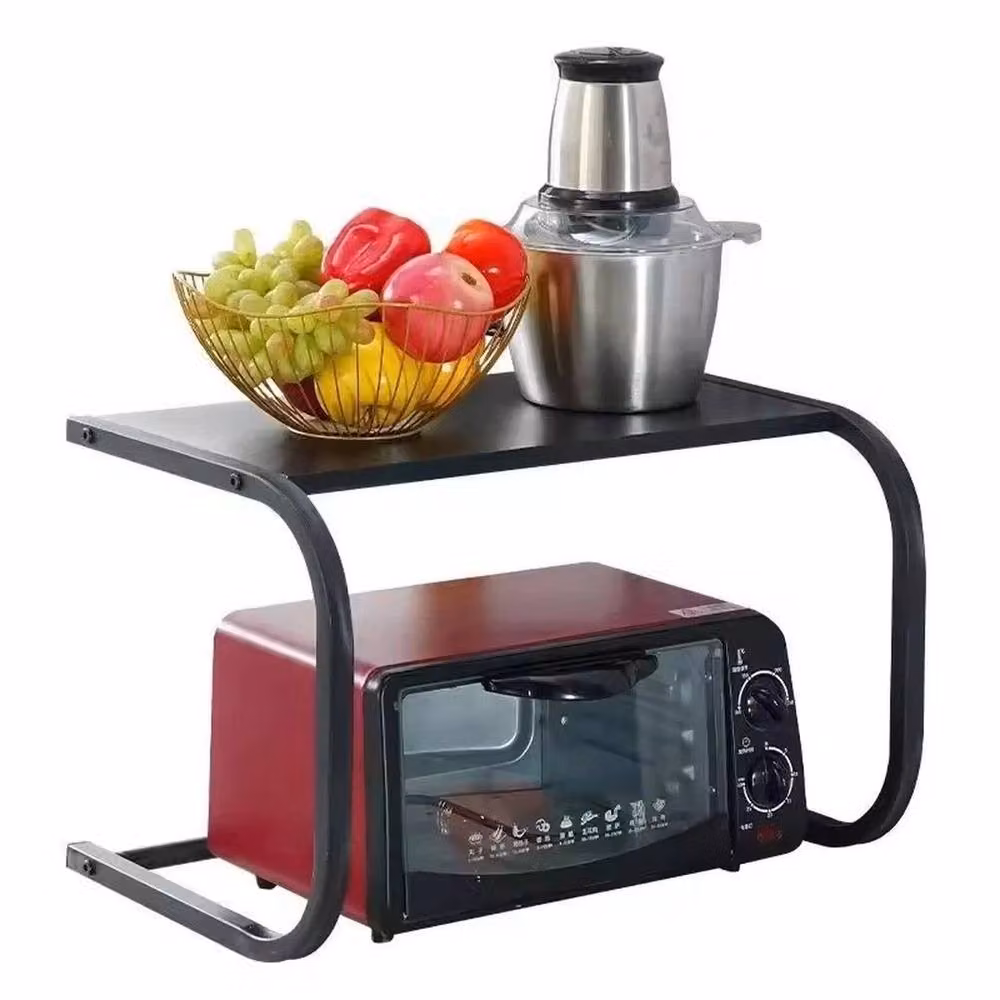 Kelvenix 2 Tier Microwave Oven Rack Stand in Matt Black, W/D/H: 54.5 x 36.0 x 34.0 cm – 3