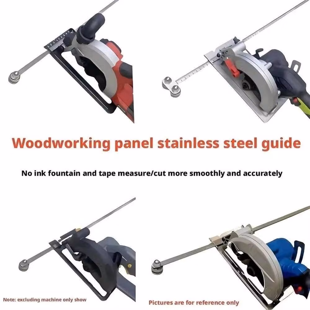 NESTLUNE Stainless Steel Circular Saw Guide Rail with Rollers in Silver, W: 1000 cm, D: 52 cm – 3