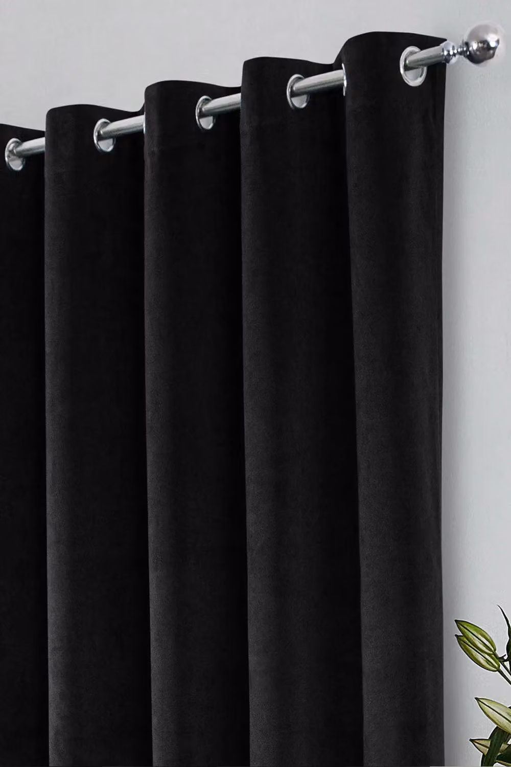 Enhanced Living Blackout and Thermal Velvet Eyelet Curtains, Black, Width: 229 cm, Drop: 274 cm – 2