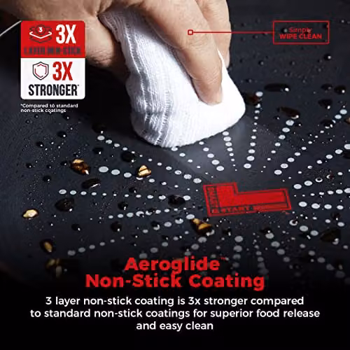 Tower SmartStart Classic 30cm Aluminium Non-Stick Frying Pan, Black – 3