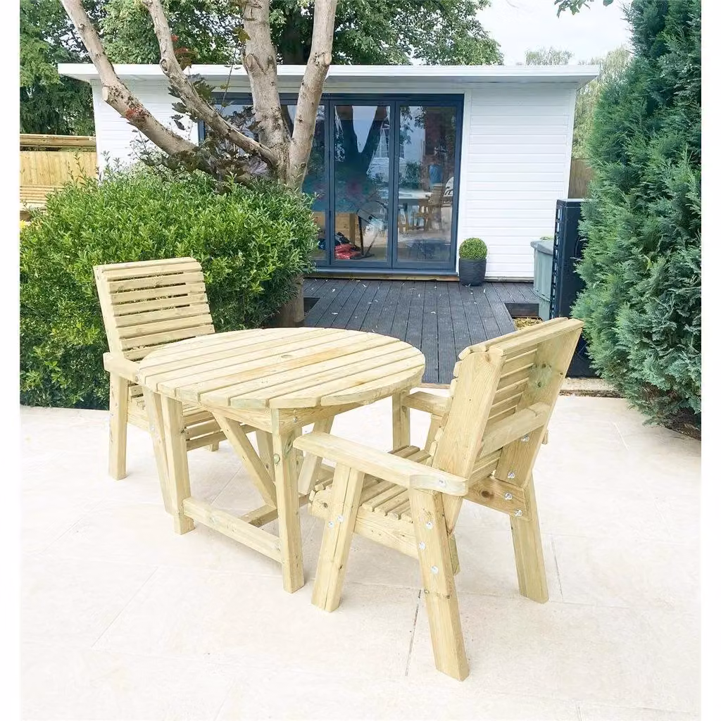Marlborough Heavy Duty 2 Seater Garden Table and Chair Set in Beige Wood – 2