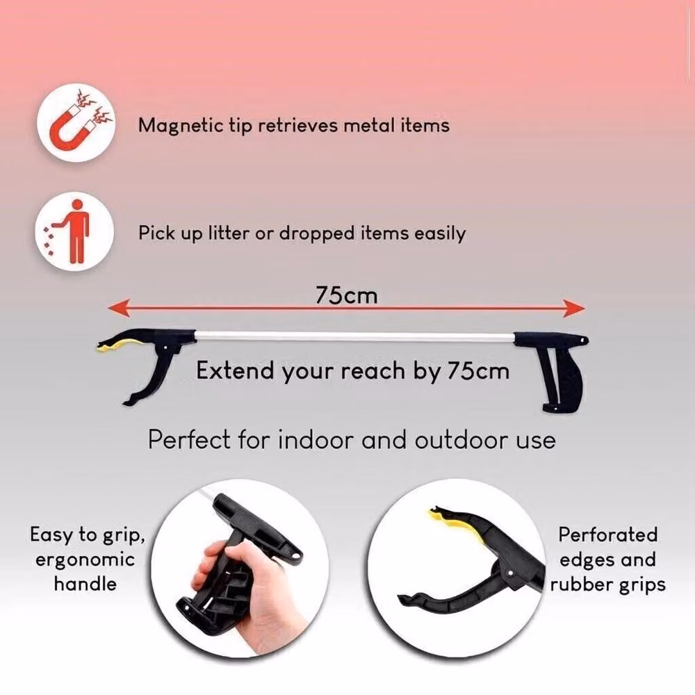 FLAVORA 4-Pack Reacher Grabber Tool with Magnetic Tip and Comfort Grip in Black, 76.2 cm – 2