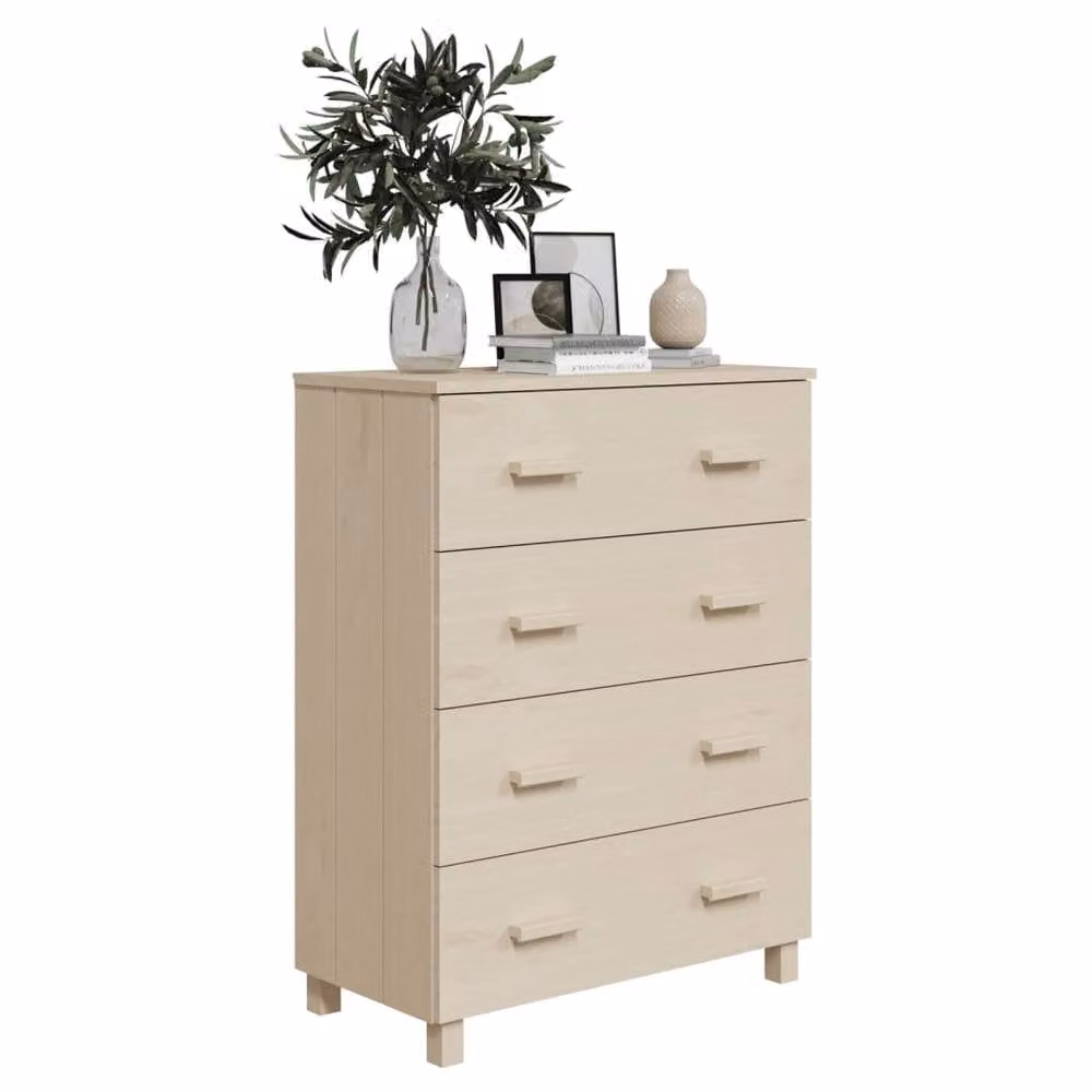 Berkfield Home HAMAR Sideboard in Honey Brown and Light Beige, Solid Pine Wood, W/D/H: 79 x 40 x 103.5 cm
