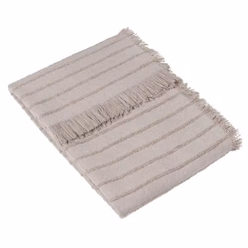 Riva Home Hazie Linear Striped Woven Throw in Beige – 1