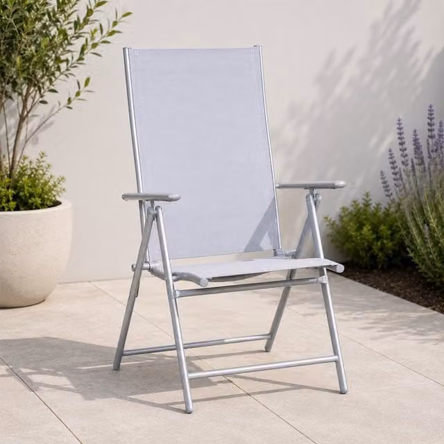 Samuel Alexander Outdoor Garden Patio Multi Position Reclining Folding Chair in Grey – 1