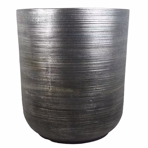 Leaf Coya Silver Ridged Extra Large Composite Plant Pot in Grey, W/D/H: 47 x 41 x 41 cm