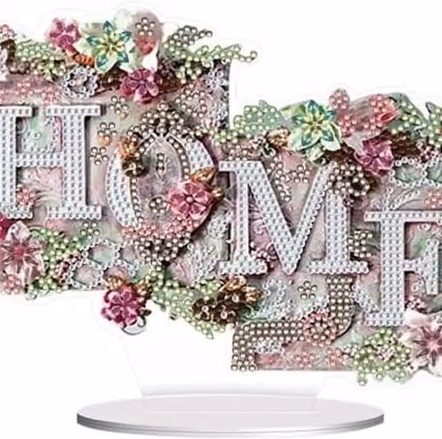 Syntego Pink Home Floral Tabletop Diamond Painting Kit for Adults, Multicolour