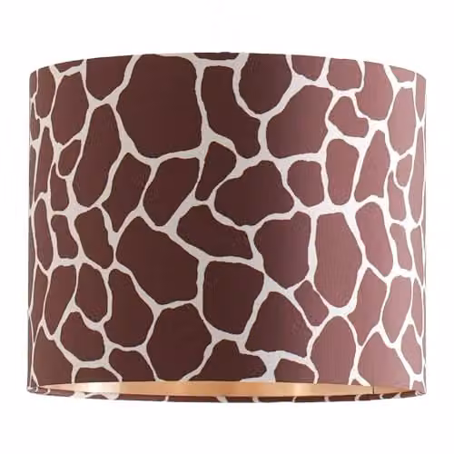ValueLights Oasis Giraffe Print Fabric Cylinder Ceiling Lamp Shade with Gold Inner Drum, Width: 25 cm