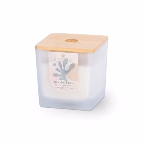 Heart & Home Restore Large Luxury Soy Blend Candle in White - Blissful Oasis