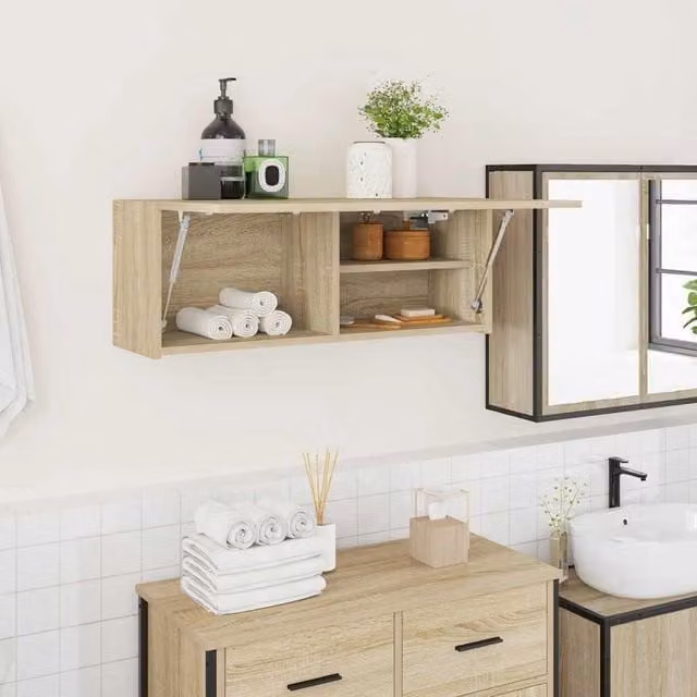 Berkfield Home Sonoma Oak Bathroom Wall Cabinet, Brown, W: 80 cm, D: 25 cm, H: 30 cm