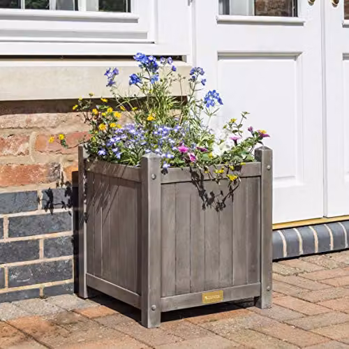 Rowlinson Alderley Grey Square Wood Planter Tub W: 41.5 cm, D: 41.5 cm, H: 41.5 cm – 4