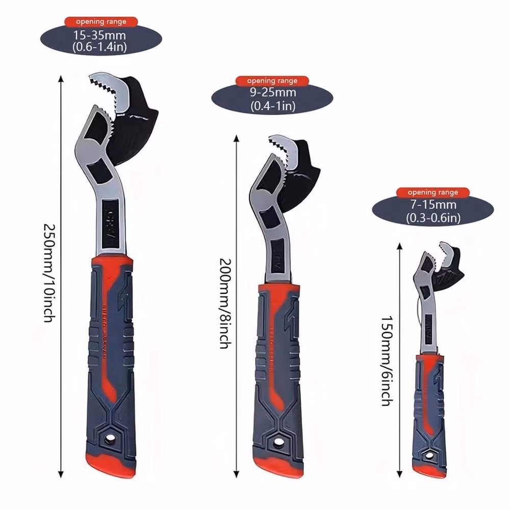 Kelvenix 8 inch Universal Self Tightening Multi-Size Spanner Wrench, Grey – 2