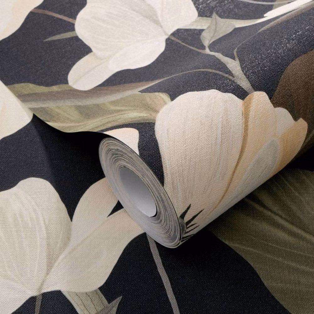 Erismann Fairy Blossom Floral Vinyl Wallpaper in Black – 3