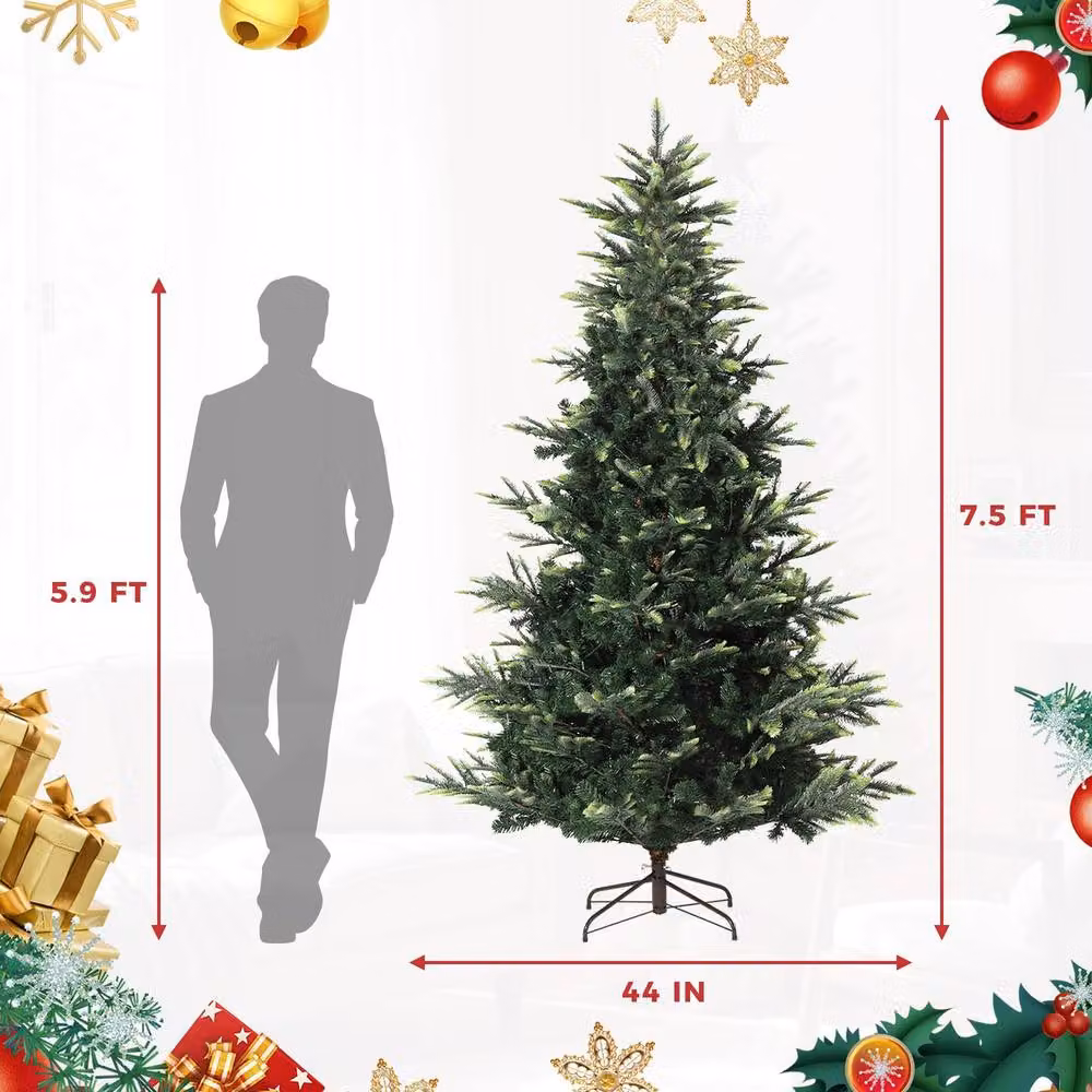 London Boutique 7.5ft Pre-Lit Artificial Spruce Christmas Tree with 200 Warm White LED Lights in Green – 2