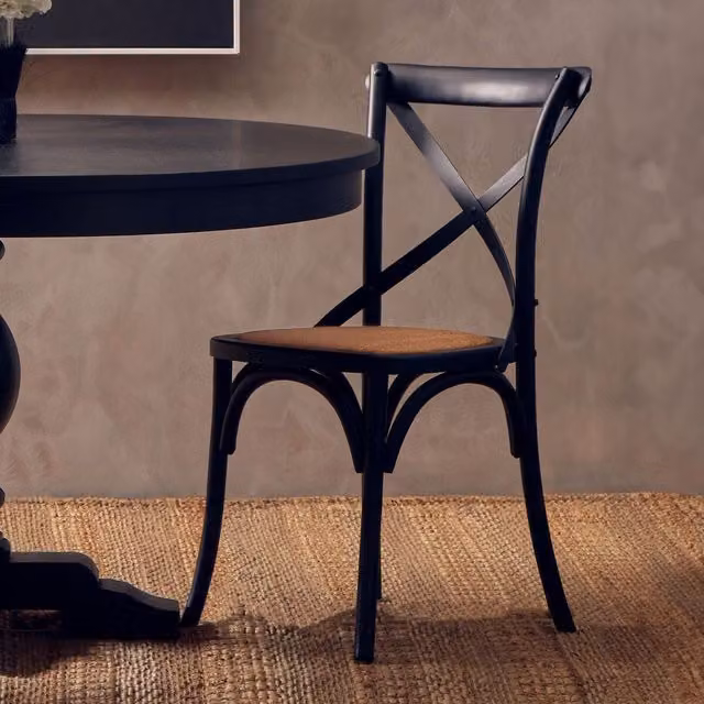 Orsina Modern Black Oak Wood and Rattan Dining Chair – 2