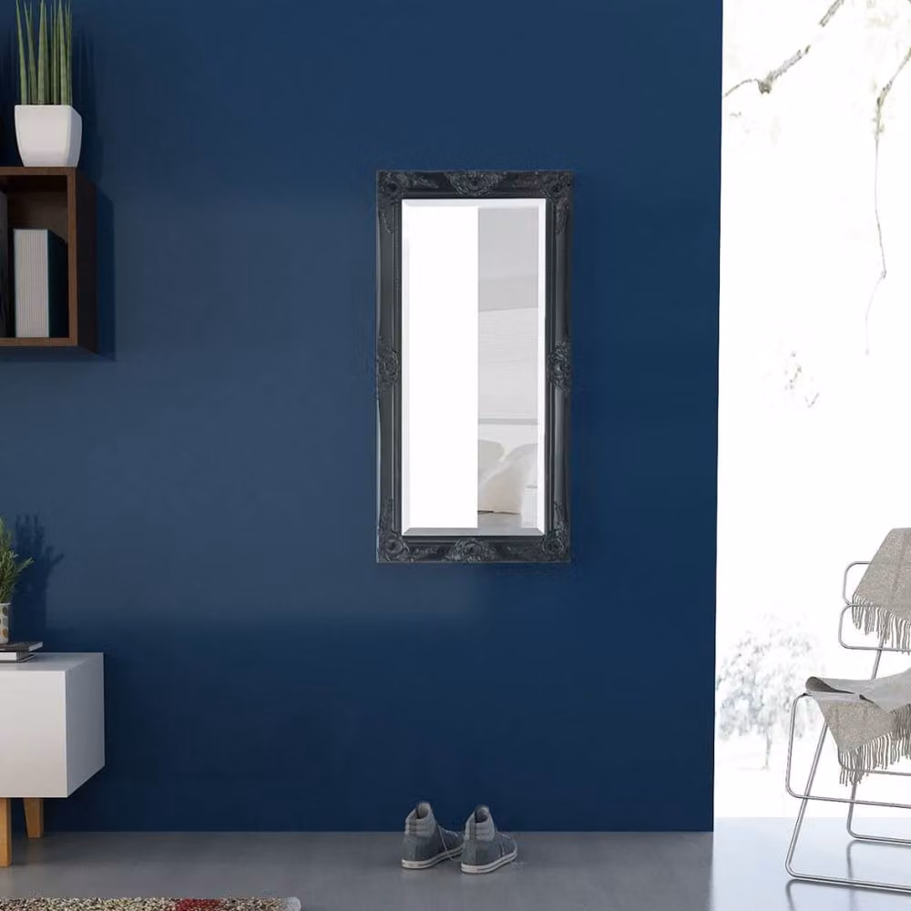Berkfield Home Baroque Style Classic Wall Mirror in Black, W 100 cm x H 50 cm – 3
