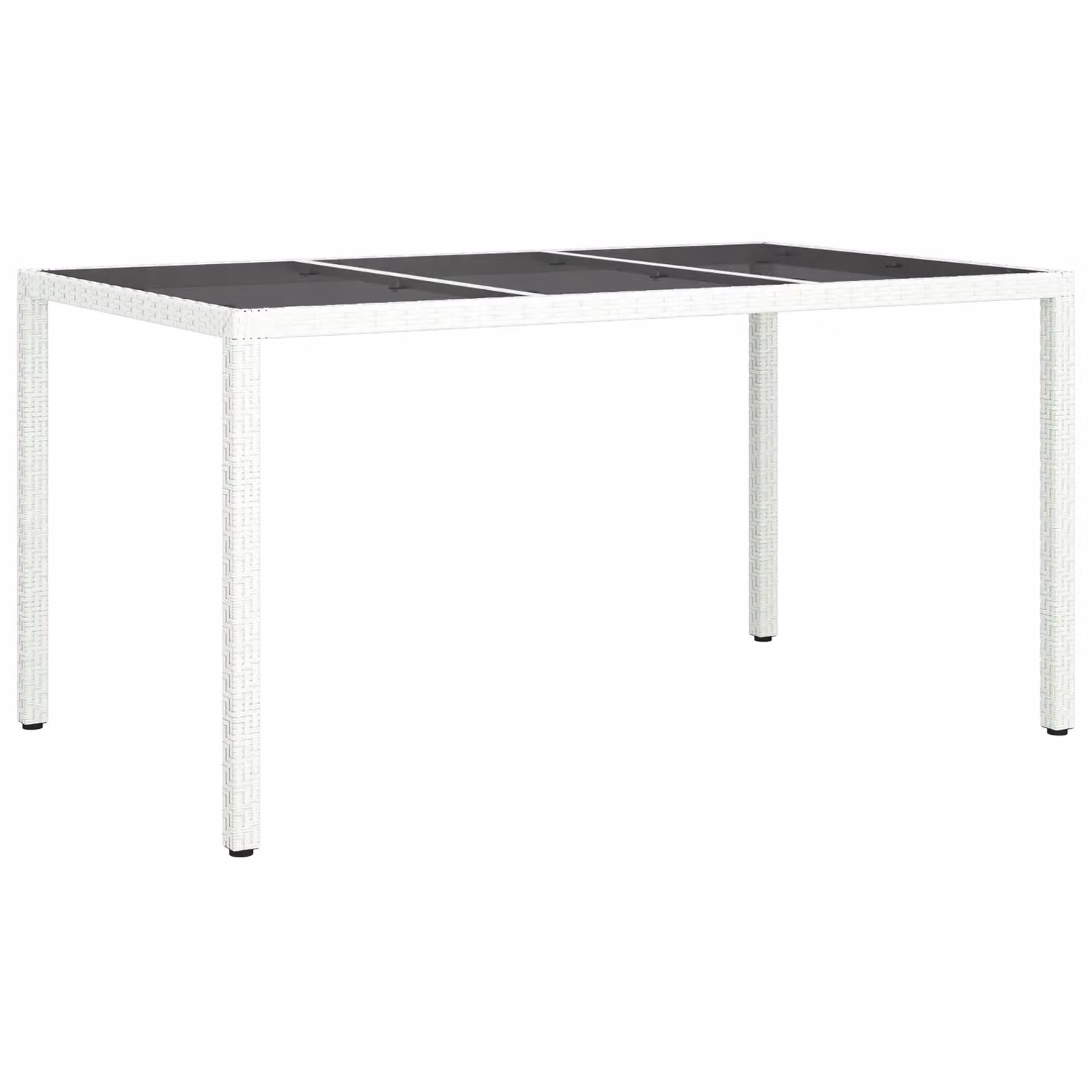 Berkfield Home Modern White Poly Rattan Garden Dining Table W: 150 cm, D: 90 cm, H: 75 cm – 2
