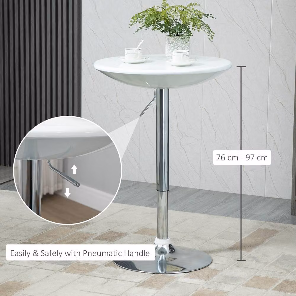 STILVORA White Bar Table with Adjustable Height and Swivel Top, W/D/H: 61.0 x 61.0 x 97.0 cm – 5