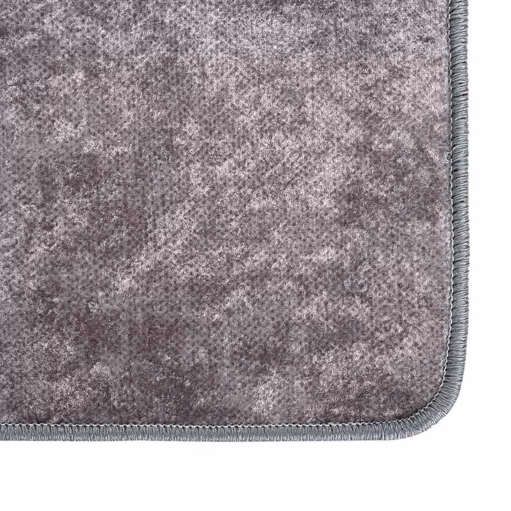Berkfield Home Washable Anti Slip Round Rug in Grey, Diameter: 100 cm