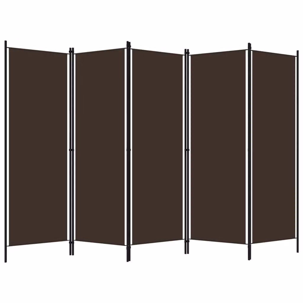 Berkfield Home 5-Panel Modern Room Divider, Brown, W: 250 cm, H: 180 cm – 2