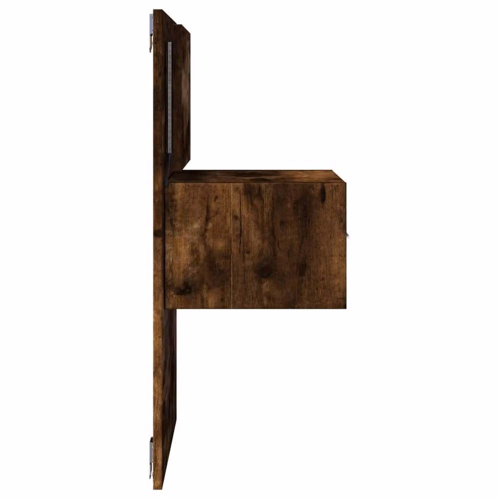 Berkfield Home Wall-mounted Bedside Cabinet with Integrated LED Lights in Smoked Oak Brown, W: 80 cm, H: 48.5 cm, D: 32.5 cm – 7