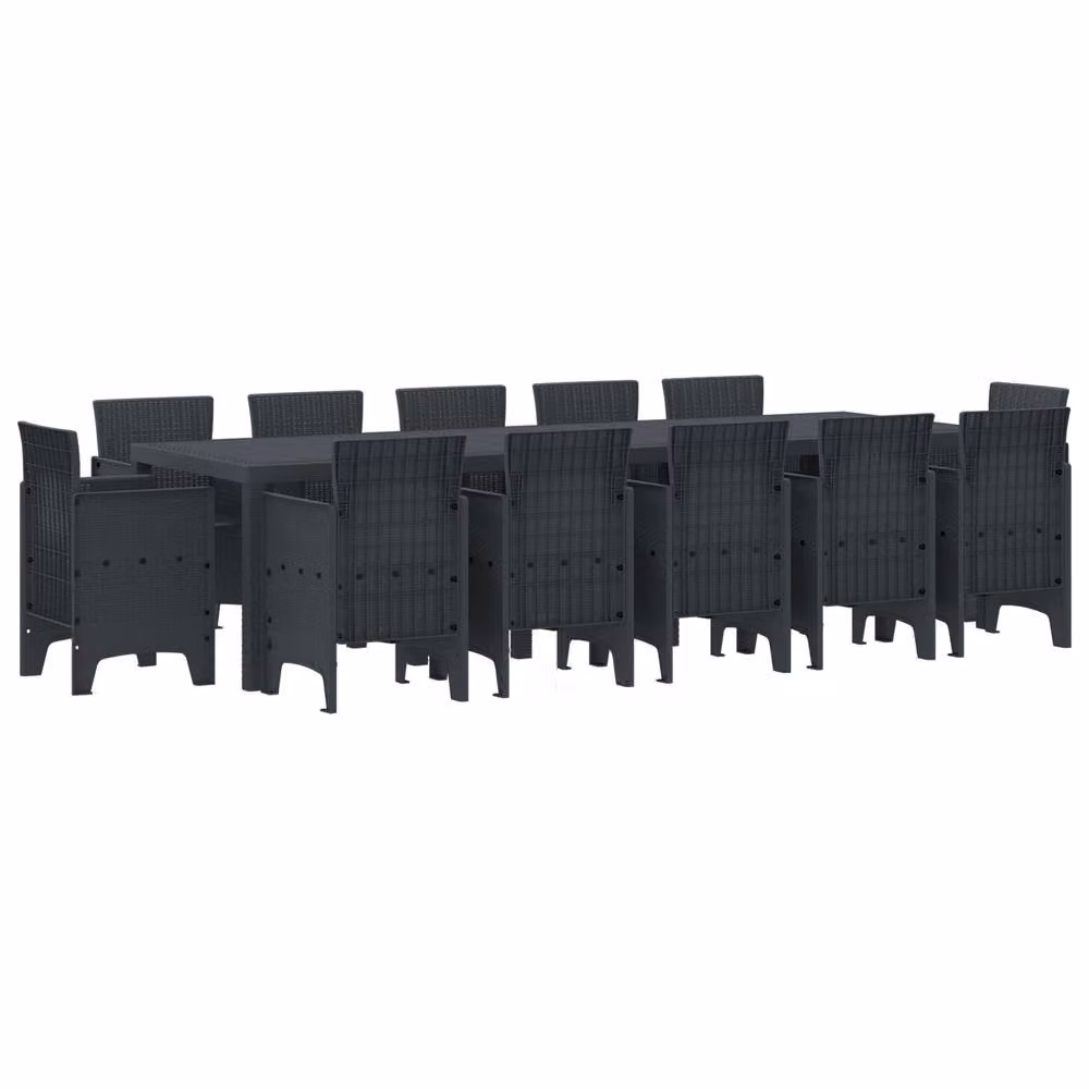 Berkfield Home 13 Piece Anthracite Poly Rattan Modern Garden Dining Set – 2