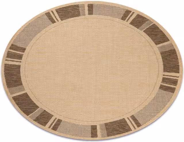 RugsX Floorlux Round Polypropylene Rug in Beige, Diameter: 160 cm – 1