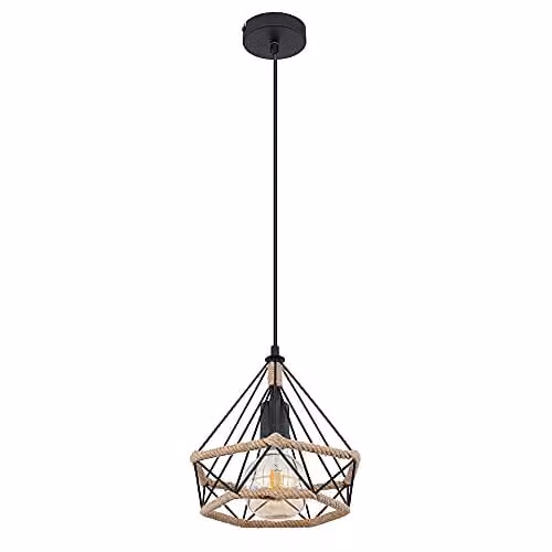 Globo Lighting Ulleu Linear Metal Suspension Bar Pendant Light in Black with E27 Socket