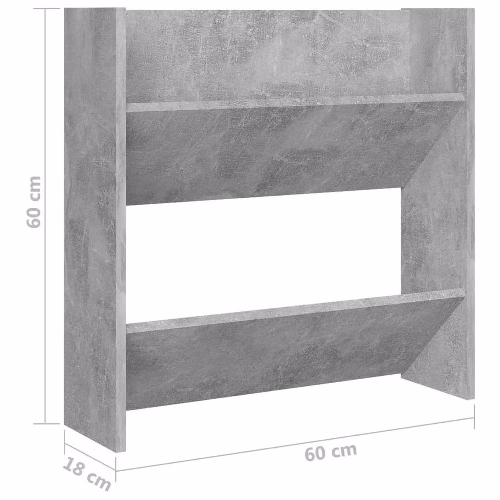 Berkfield Home Wall Mounted Shoe Cabinet in Concrete Grey, W/D/H: 60 x 18 x 60 cm – 2