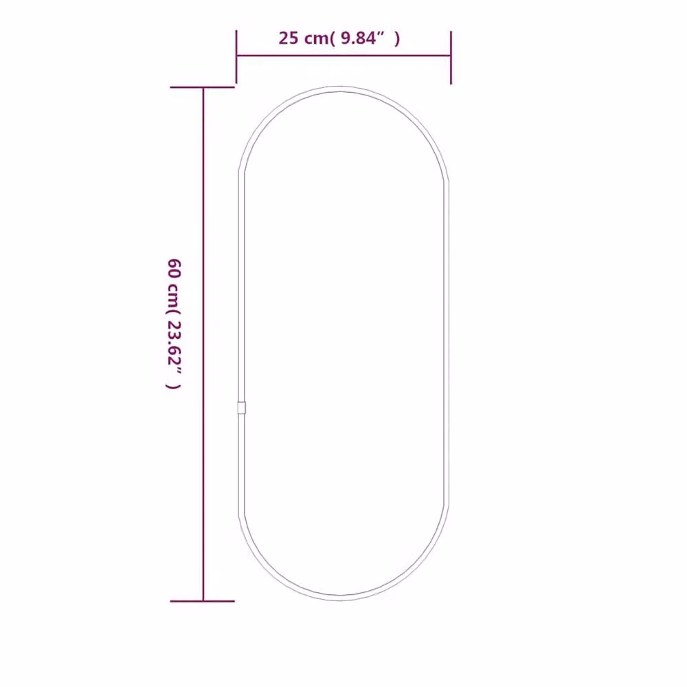 Berkfield Home Oval Wall Mirror in Black, W: 60 cm, H: 25 cm – 3