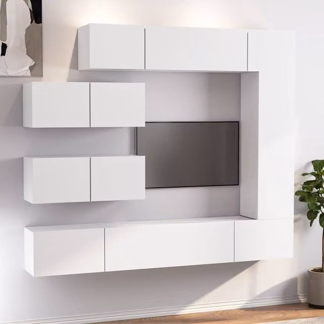Berkfield Home 7 Piece Classic TV Cabinet Set in White Matt Engineered Wood