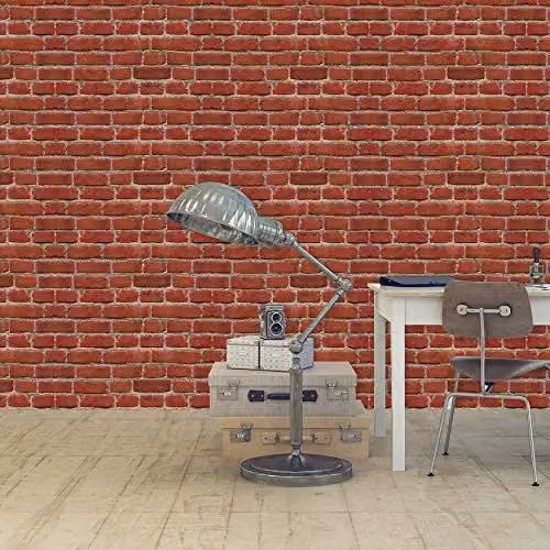 Walplus Flexiplus Vintage Red Brick Wall Removable Self-Adhesive Art Decal Murals, Pack of 4, W: 60 cm, H: 90 cm