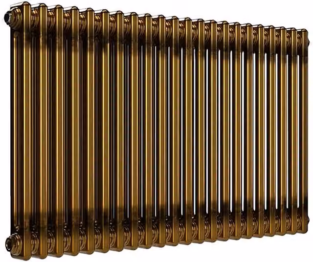 Lux Heat Horizontal Column Radiator in Gold and Brown Brass Lacquer, W: 101.0 cm, H: 60.0 cm