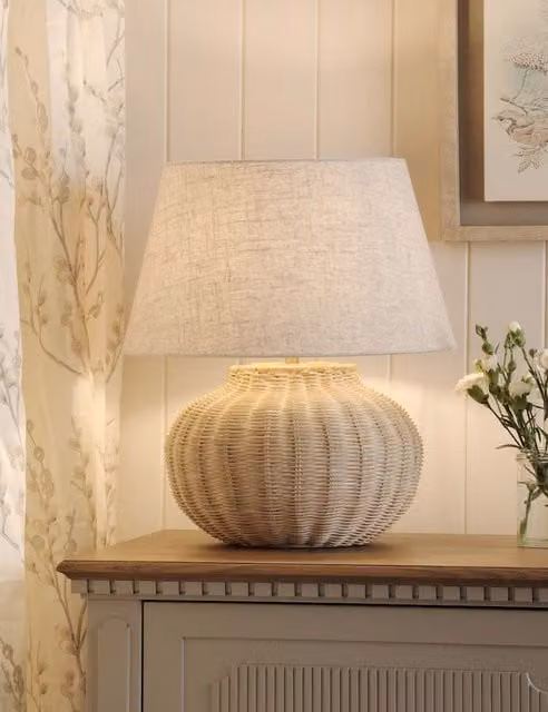 Laura Ashley Fernhill Rattan Large Table Lamp in Beige