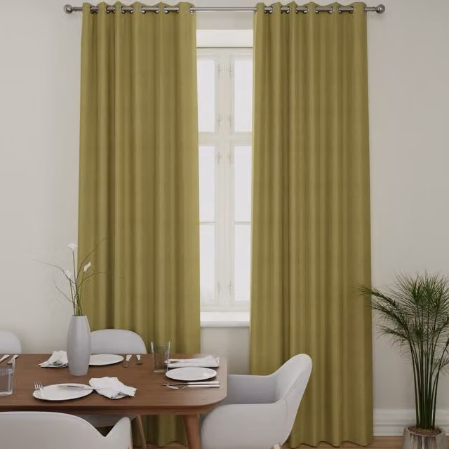 Terrys Willow Made to Measure Blackout Eyelet Curtain Panel in Green