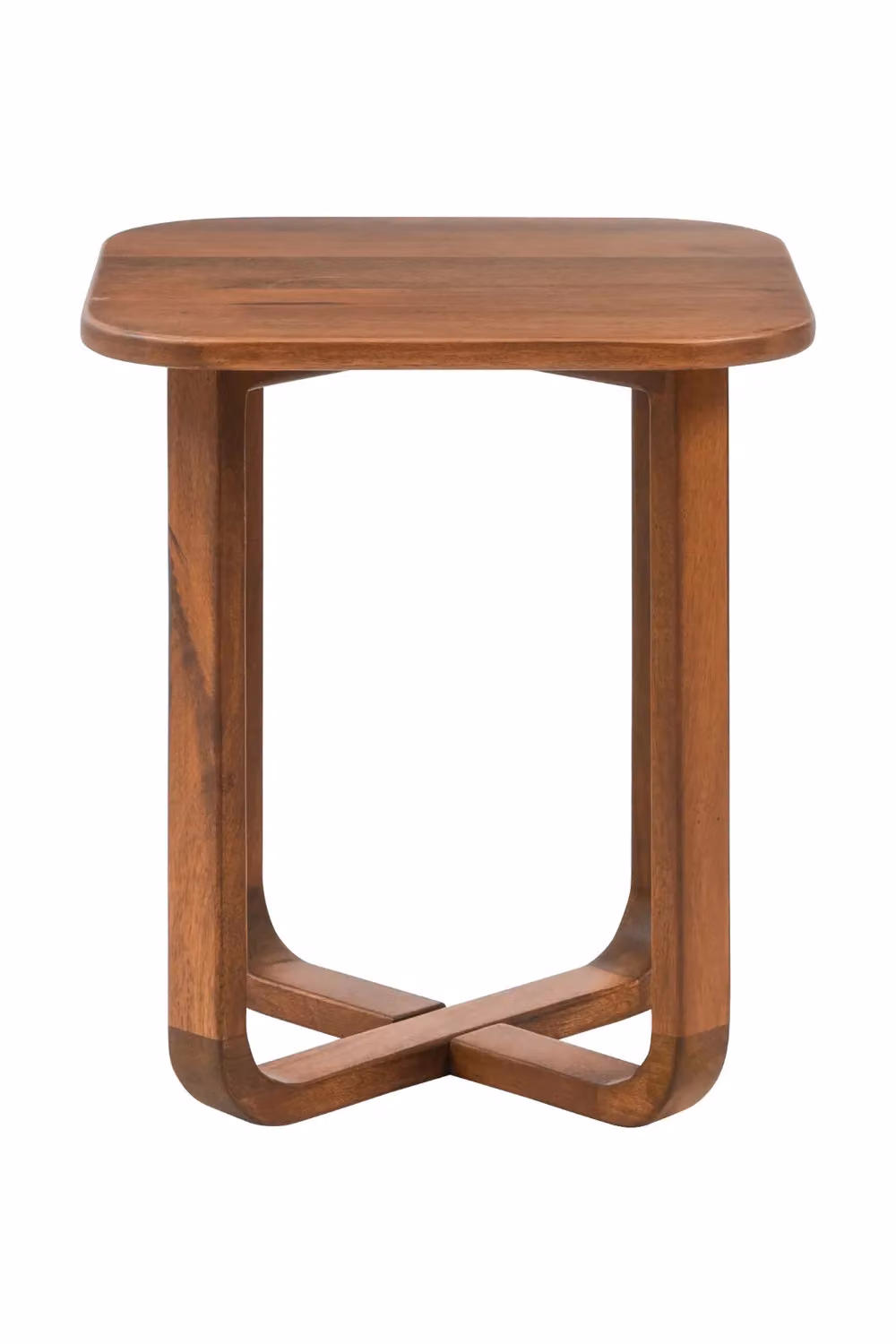 MH London Square Solid Mango Wood Side Table with Curved Base in Walnut Brown – 2