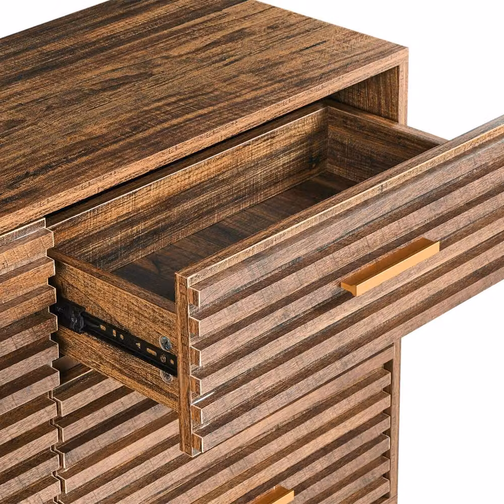 Wyld and Coco 9-Drawer Industrial Chest in Dark Brown MDF with Black Metal Legs – 5