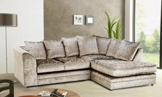Snugg Furniture UK Limited Aurora Right Hand Corner Sofa in Light Beige Crushed Velvet