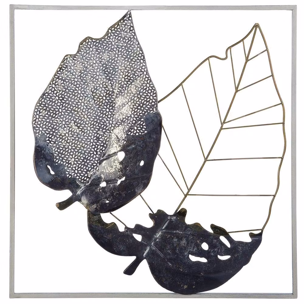 Wyld and Coco Multicolour Metal Floral Leaf Wall Art, W: 50 cm x H: 50 cm – 2