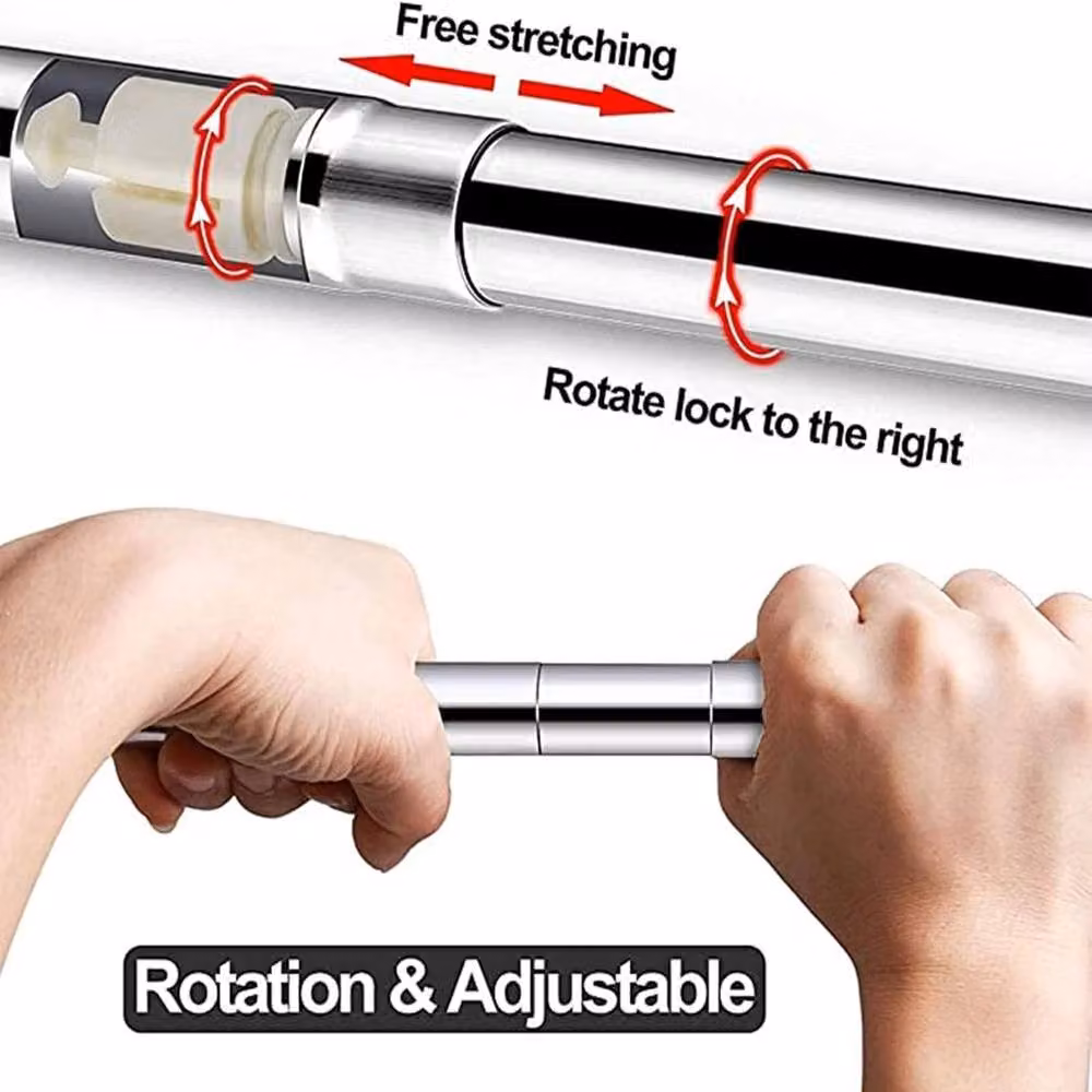SPETLEK L-Shape Shower Curtain Rail Pole in Silver, W: 1000 cm, D: 520 cm – 2