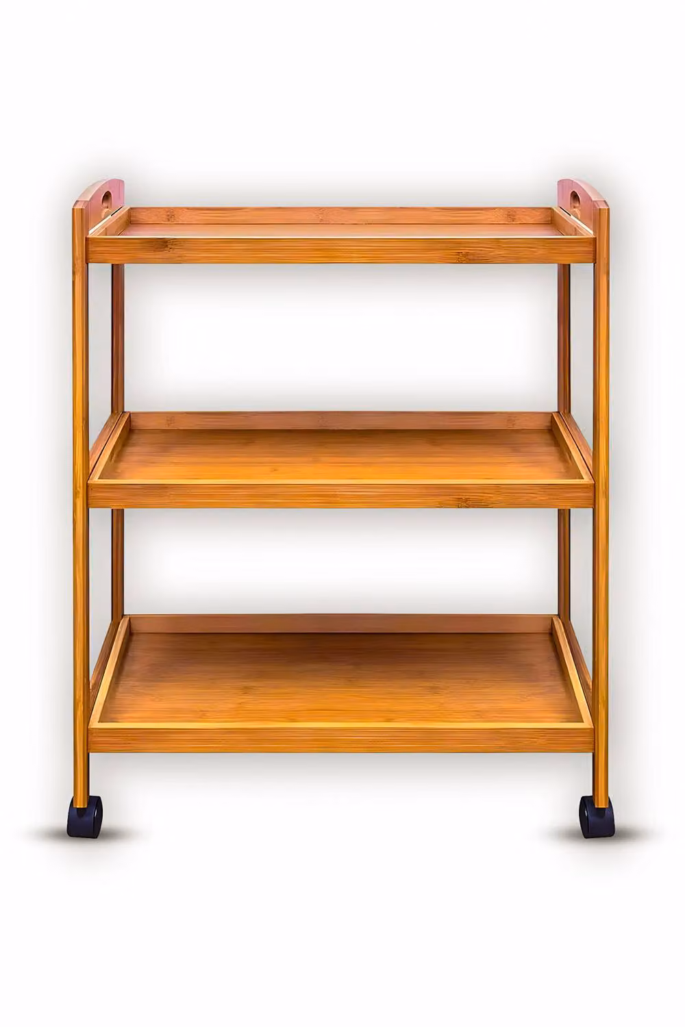 Hygrad 3 Tier Bamboo Kitchen Serving Trolley Island Cart with Wheels in Natural – 5