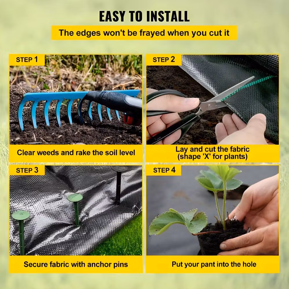 VEVOR Heavy Duty Black Weed Barrier Landscape Fabric – 7