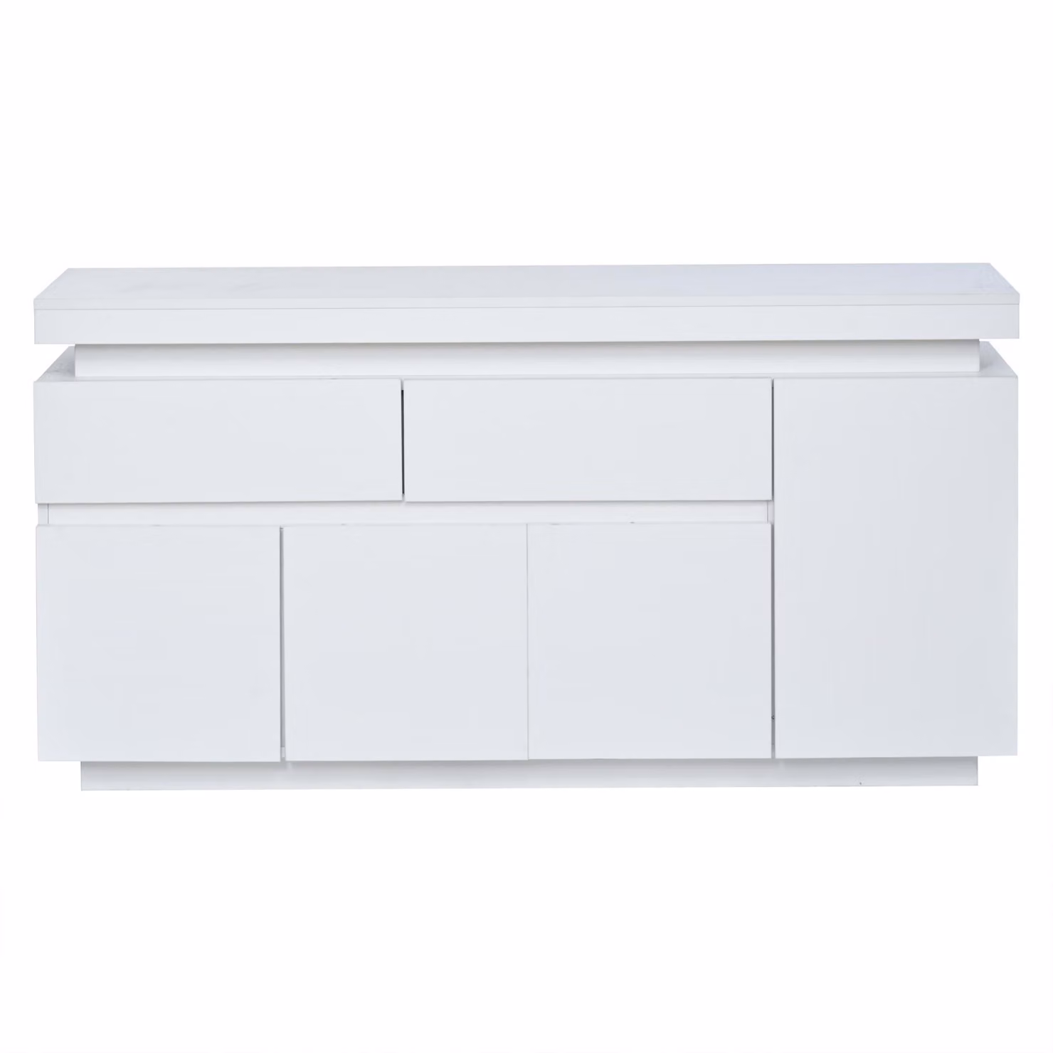 Aosom UK High-Gloss Freestanding Sideboard with App-Controlled LED Lighting and Adjustable Shelves, White, W: 140 cm, D: 35 cm, H: 72.5 cm – 2