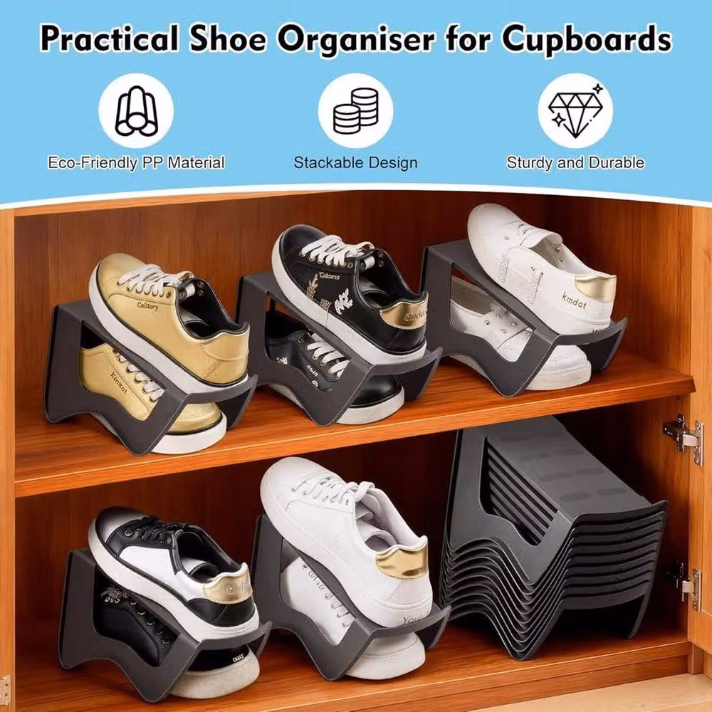 Kelvenix 10-Piece Plastic Shoe Slot Organizer and Wardrobe Divider in Black – 4