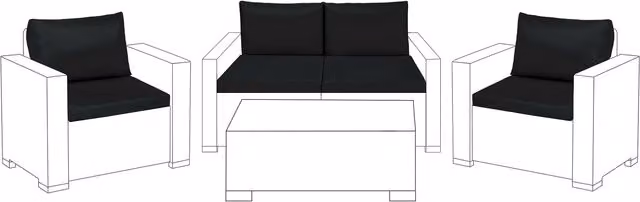 Gardenista Black Water Repellent Rectangular Polyester Outdoor Sofa Replacement Cushion Set of 8
