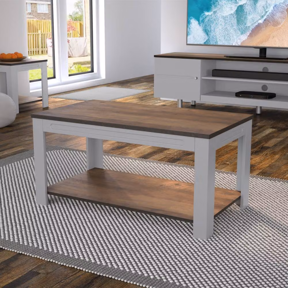 AVF Whitesands Modern Rectangular Coffee Table in Grey, W: 90 cm x D: 50 cm – 3