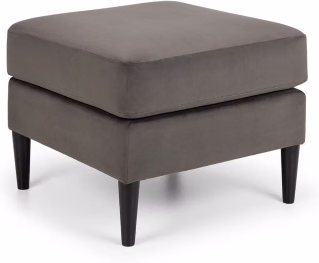 Ashfield Modern Rectangular Upholstered Velvet Ottoman in Grey and Black with Oak Frame