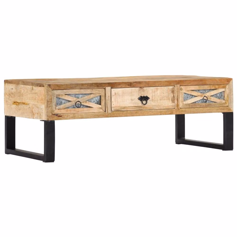 Berkfield Home Beautiful Coffee Table in Brown Solid Mango Wood, W: 110 cm, D: 50 cm, H: 38 cm – 2