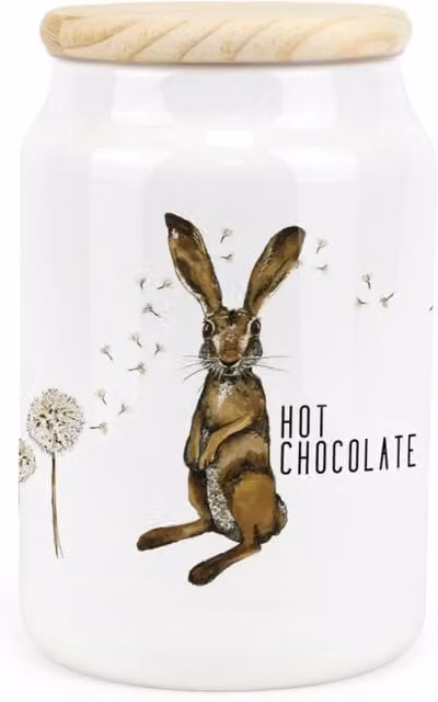 Purely Home Ceramic Hot Chocolate Storage Canister in Brown and White
